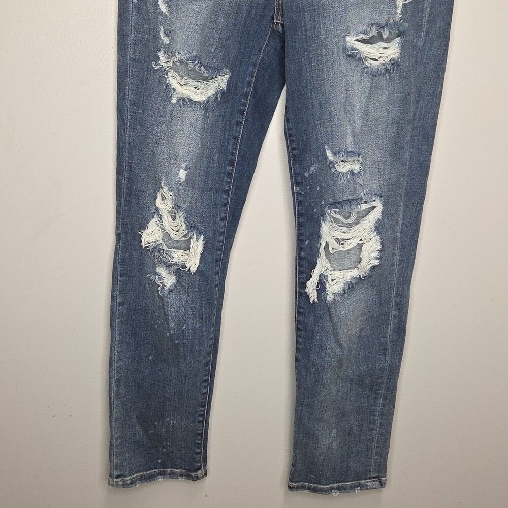 Judy Blue Jeans Women's 7/28 Blue Boyfriend Fit Ripped Distressed Splattered EUC - Picture 3 of 9